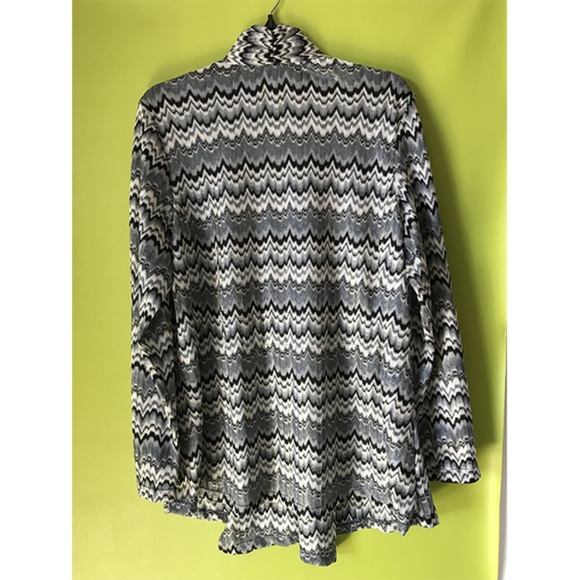 Yvos Open Front Wave Striped Knit Cardigan XL - Picture 2 of 8
